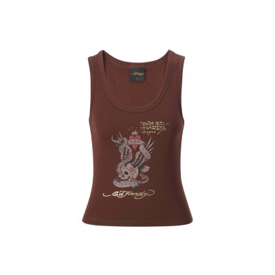 Kobiety T_SHIRT_TOP | Ed Hardy NEW YORK CITY CROPPED - Top - brown/brązowy - ZS57428