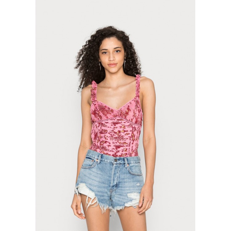 Kobiety T SHIRT TOP | Free People WEEKEND PLANS - Top - hot pink combo/różowy - KP99302