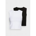 Kobiety T SHIRT TOP | ONLY ONLLIVE LOVE SHORT 2 PACK - Top - black/white/czarny - LW77547