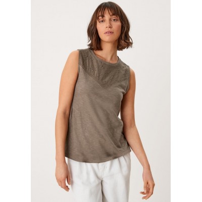 Kobiety T_SHIRT_TOP | s.Oliver MIT BRODERIE ANGLAISE - Top - dusty olive/zielony - NA93451