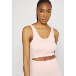Kobiety T SHIRT TOP | South Beach SEAMLESS RUFFLE HEM TANK - Top - light pink/jasnoróżowy - ZS18764