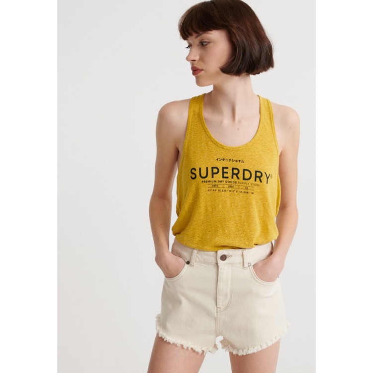 Kobiety T SHIRT TOP | Superdry SUPERDRY DESERT LINEN VEST - Top - oil yellow/żółty - AT27301