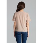 Kobiety SHIRT | Lenitif WITH A FRILL - T-shirt z nadrukiem - beige/beżowy - YC64263