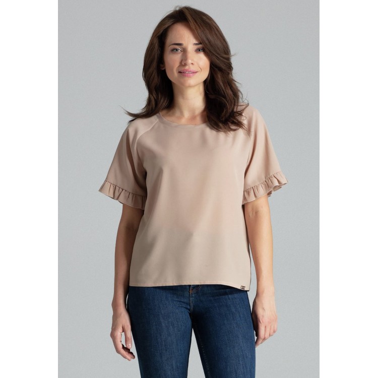 Kobiety SHIRT | Lenitif WITH A FRILL - T-shirt z nadrukiem - beige/beżowy - YC64263