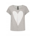Kobiety T SHIRT TOP | 10DAYS SHORTSLEEVE HEART - T-shirt z nadrukiem - light grey melee/jasnoszary melanż - MV09232