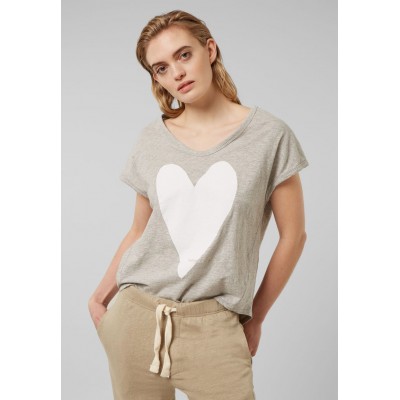 Kobiety T_SHIRT_TOP | 10DAYS SHORTSLEEVE  HEART - T-shirt z nadrukiem - light grey melee/jasnoszary melanż - MV09232