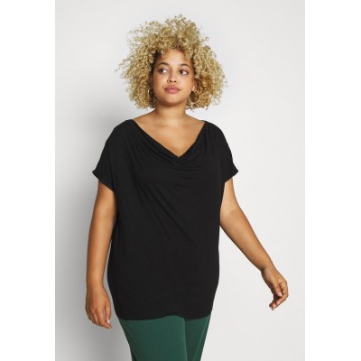 Kobiety T_SHIRT_TOP | Anna Field Curvy T-shirt z nadrukiem - black/czarny - ES32009