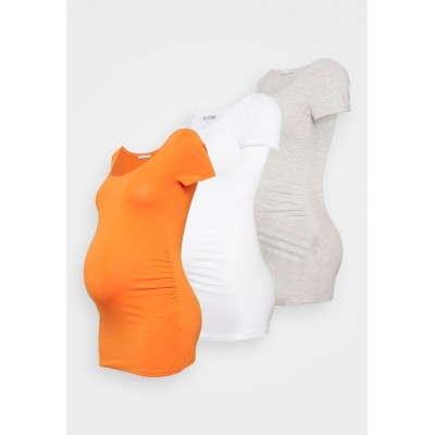 Kobiety T_SHIRT_TOP | Anna Field MAMA 3er PACK - T-shirt basic - white/orange/light grey/biały - OV02112