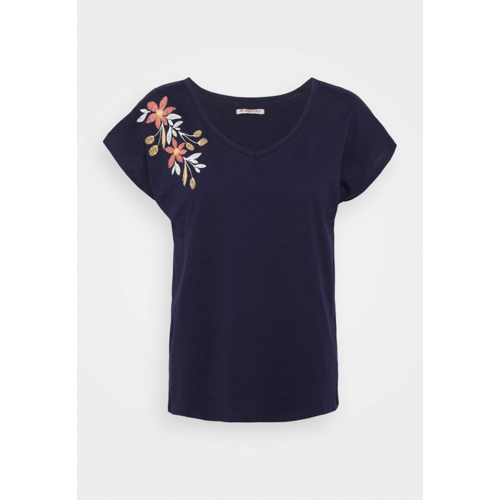 Kobiety T SHIRT TOP | Anna Field T-shirt z nadrukiem - dark blue/granatowy - TI34698