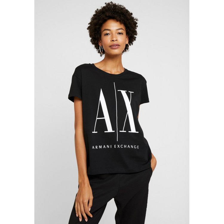 Kobiety T SHIRT TOP | Armani Exchange T-shirt z nadrukiem - black/czarny - DB87574
