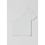 Kobiety T SHIRT TOP | Bershka ASYMMETRIC SHORT SLEEVE - T-shirt basic - white/biały - WS65089