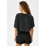 Kobiety T SHIRT TOP | Bershka SHORT SLEEVE NIRVANA - T-shirt z nadrukiem - mottled black/czarny melanż - WN59094