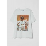 Kobiety T SHIRT TOP | Bershka Short sleeve - T-shirt z nadrukiem - white/biały - LB19302