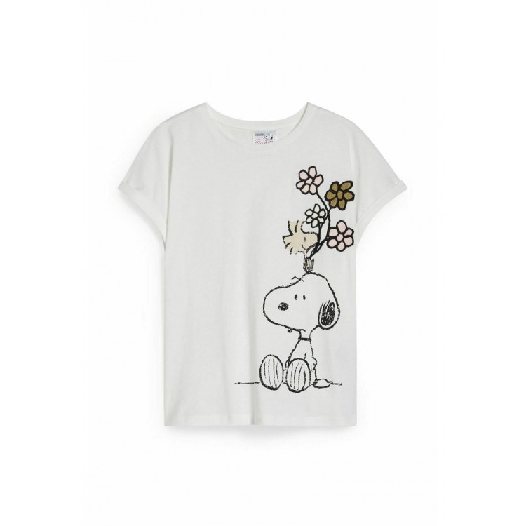 Kobiety T SHIRT TOP | C&A SNOOPY PEANUTS - T-shirt z nadrukiem - white/biały - UQ70616
