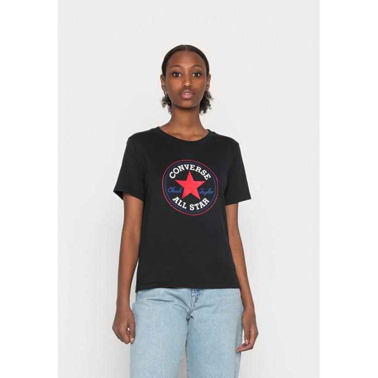 Kobiety T SHIRT TOP | Converse CHUCK TAYLOR ALL STAR PATCH TEE - T-shirt z nadrukiem - black multi/czarny - GO73307
