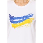 Kobiety T SHIRT TOP | Deni Cler Milano Z FLAGĄ UKRAINY - T-shirt z nadrukiem - biały - JY91702