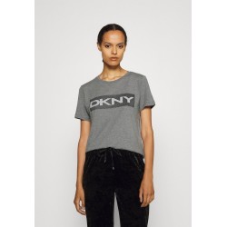 Kobiety T_SHIRT_TOP | DKNY LOGO BEAD - T-shirt z nadrukiem - avenue grey/black/szary - EB24741