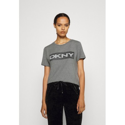 Kobiety T_SHIRT_TOP | DKNY LOGO BEAD - T-shirt z nadrukiem - avenue grey/black/szary - EB24741
