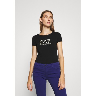 Kobiety T_SHIRT_TOP | EA7 Emporio Armani T-shirt z nadrukiem - black/light gold/czarny - GL19512