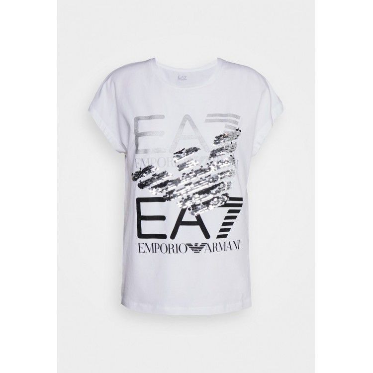 Kobiety T SHIRT TOP | EA7 Emporio Armani T-shirt z nadrukiem - white/biały - RQ21918