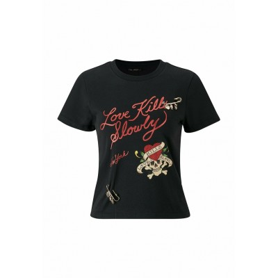 Kobiety T_SHIRT_TOP | Ed Hardy LKS PIN CHARM CLASSIC - T-shirt z nadrukiem - black beauty/czarny - PL67572