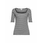 Kobiety T SHIRT TOP | edc by Esprit FULL NEEDLE SQUARE NECK STRIPED - T-shirt z nadrukiem - black/czarny - DV67860