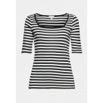 Kobiety T SHIRT TOP | edc by Esprit FULL NEEDLE SQUARE NECK STRIPED - T-shirt z nadrukiem - black/czarny - DV67860