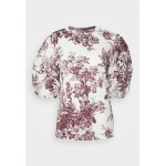 Kobiety T SHIRT TOP | Erdem THEODORA - T-shirt z nadrukiem - white/burgundy/biały - LN42832