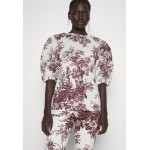 Kobiety T SHIRT TOP | Erdem THEODORA - T-shirt z nadrukiem - white/burgundy/biały - LN42832