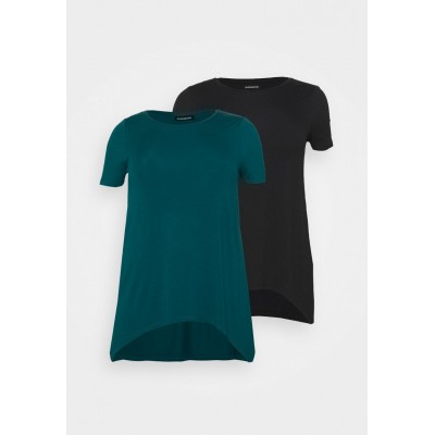 Kobiety T_SHIRT_TOP | Even&Odd Curvy 2 PACK - T-shirt z nadrukiem - black/blue/czarny - YU62174