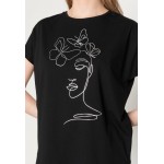 Kobiety T SHIRT TOP | Even&Odd T-shirt z nadrukiem - black/czarny - GQ66191