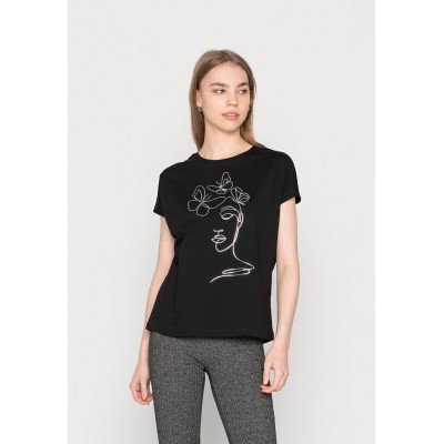Kobiety T_SHIRT_TOP | Even&Odd T-shirt z nadrukiem - black/czarny - GQ66191