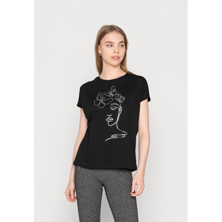 Kobiety T SHIRT TOP | Even&Odd T-shirt z nadrukiem - black/czarny - GQ66191