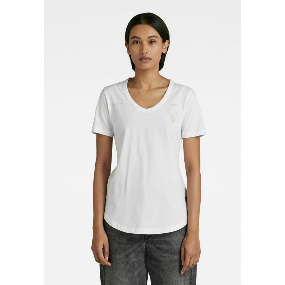 Kobiety T SHIRT TOP | G-Star MYSID SLIM GRAPHIC - T-shirt basic - white/biały - VG71674