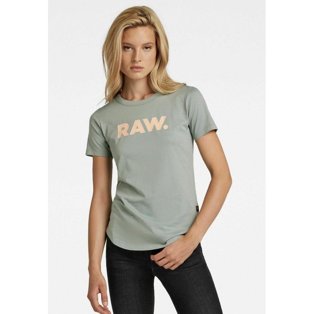 Kobiety T SHIRT TOP | G-Star RAW. SLIM R T WMN - T-shirt z nadrukiem - iceberg green/jasnoniebieski - LI16185