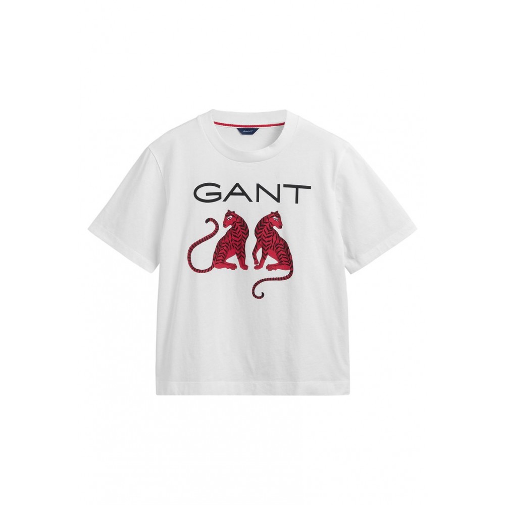 Kobiety T SHIRT TOP | GANT TIGRESS - T-shirt z nadrukiem - white/biały - MX54119