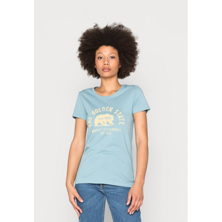 Kobiety T SHIRT TOP | GAP CREW - T-shirt z nadrukiem - golden state/niebieski - RV71562