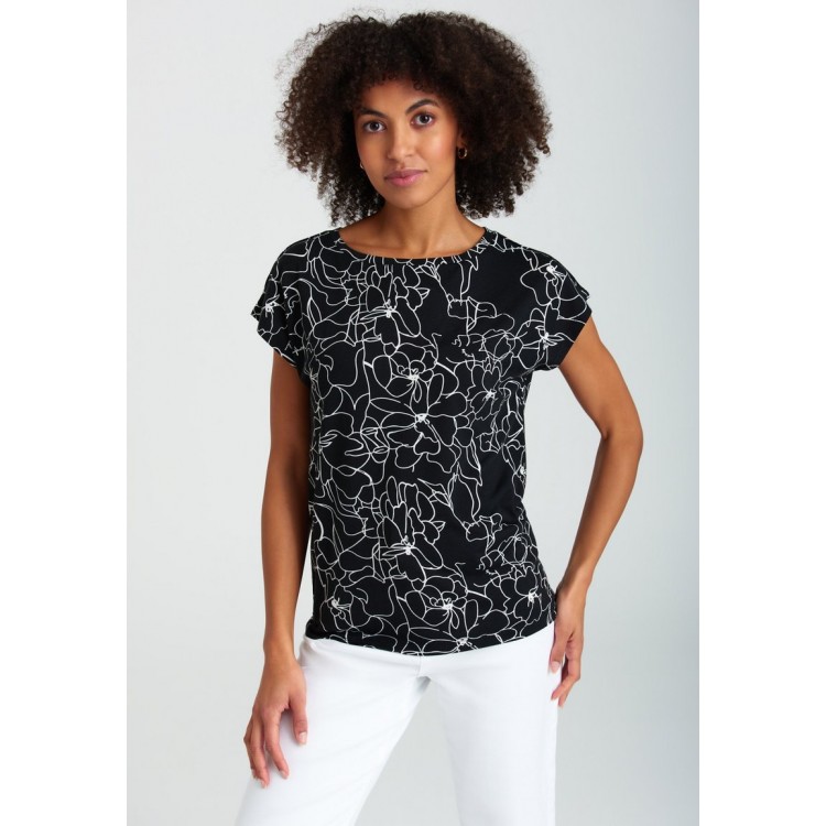 Kobiety T SHIRT TOP | Greenpoint T-shirt z nadrukiem - black white/czarny - QR60013