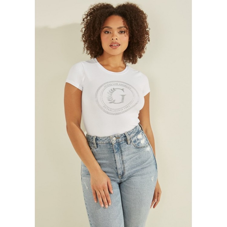 Kobiety T SHIRT TOP | Guess CREST LOGO - T-shirt z nadrukiem - weiß/biały - VG06208