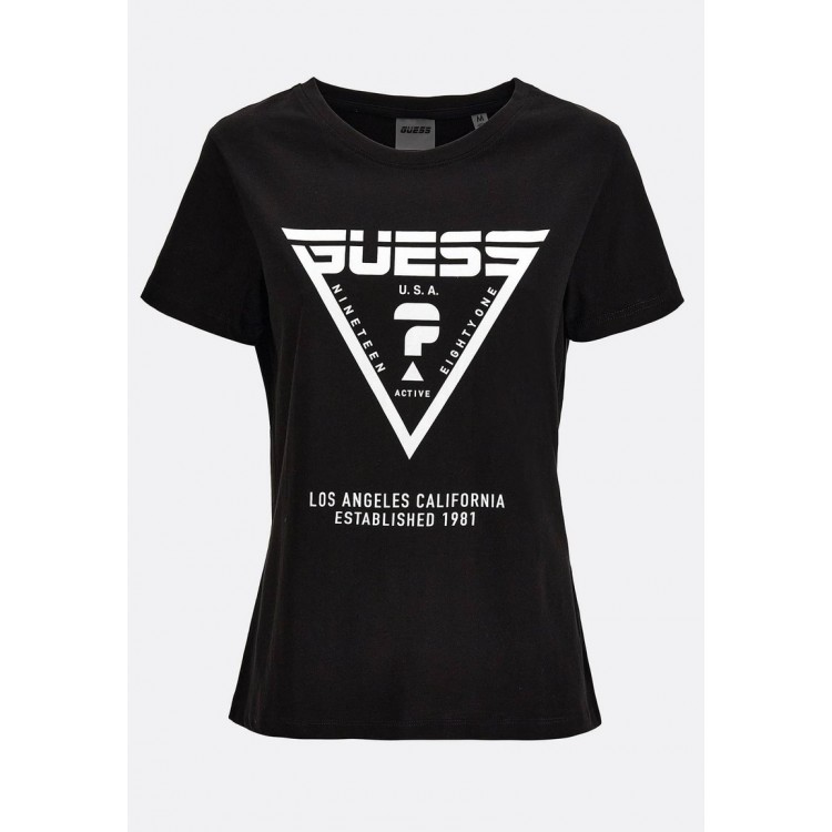 Kobiety T SHIRT TOP | Guess FRONTLOGO - T-shirt z nadrukiem - schwarz/czarny - OU89460