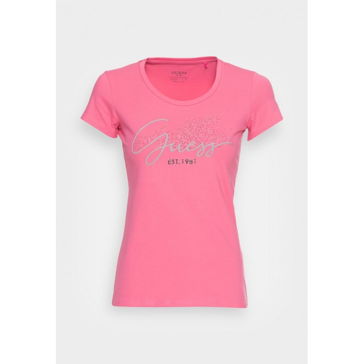 Kobiety T SHIRT TOP | Guess TEE - T-shirt z nadrukiem - dunkelrosa/różowy - HN45787