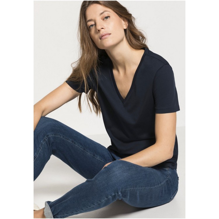 Kobiety T SHIRT TOP | hessnatur T-shirt basic - marine/niebieski - GB75120