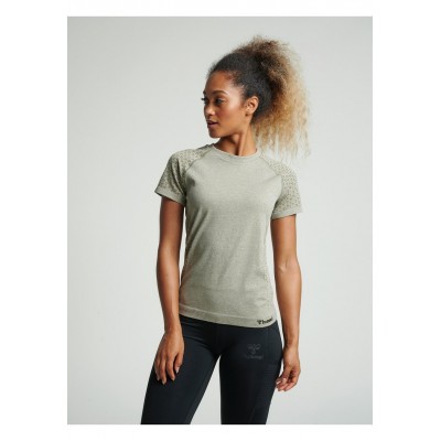 Kobiety T_SHIRT_TOP | Hummel FUSSBALL - HMLCI SEAMLESS  - T-shirt z nadrukiem - vetiver melange/brązowy melanż - JT59382