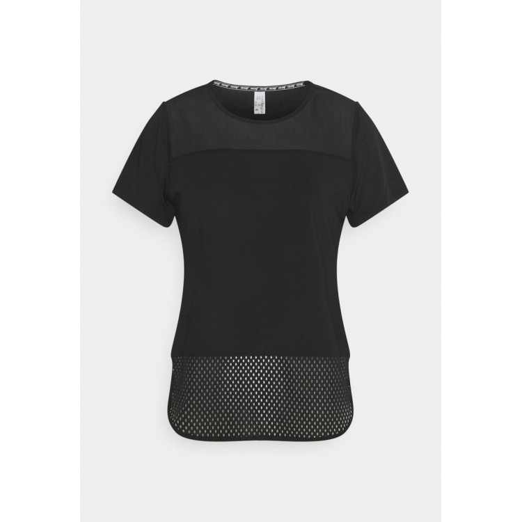 Kobiety T SHIRT TOP | Hunkemöller PERFORMANCE - T-shirt z nadrukiem - black/czarny - NT80958
