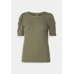 Kobiety T SHIRT TOP | JDY JDYFRANSISKA PUFF SLEEVE - T-shirt basic - kalamata/khaki - OG24697