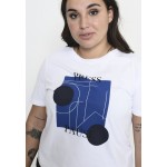 Kobiety T SHIRT TOP | Kaffe Curve CURVE KCLOUISA - T-shirt z nadrukiem - optical white/biały - ZT14581