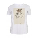 Kobiety T SHIRT TOP | Kaffe Curve KCSALLY - T-shirt z nadrukiem - white/biały - KG13189