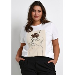 Kobiety T_SHIRT_TOP | Kaffe Curve KCSALLY  - T-shirt z nadrukiem - white/biały - KG13189
