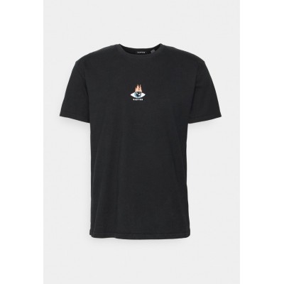 Kobiety T_SHIRT_TOP | Kaotiko WASHED MOON SPHYNX UNISEX - T-shirt z nadrukiem - black/czarny - ED14208