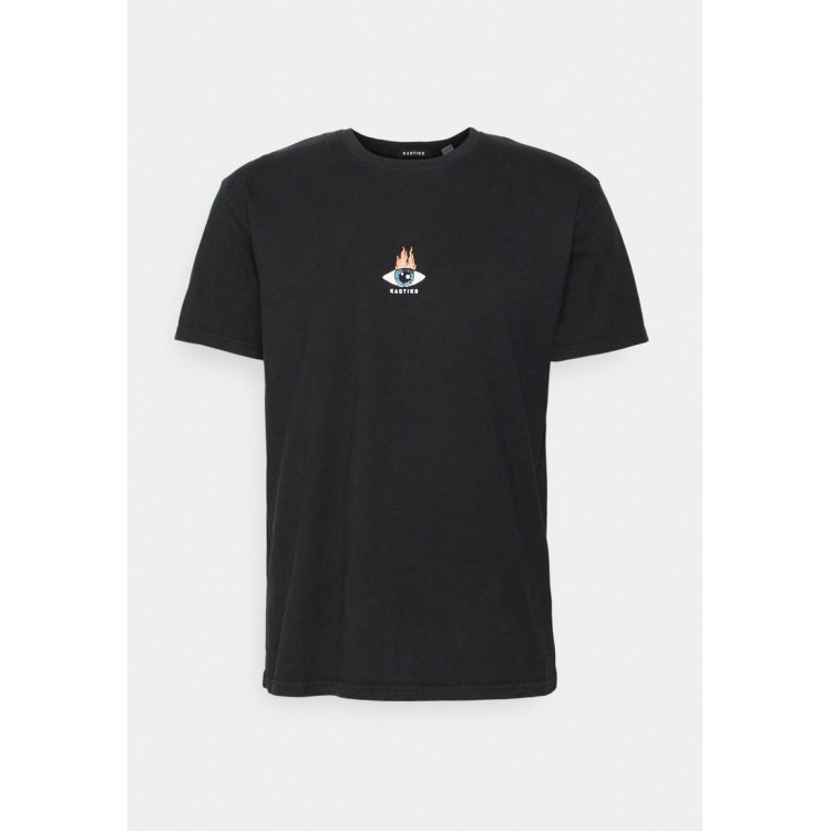 Kobiety T SHIRT TOP | Kaotiko WASHED MOON SPHYNX UNISEX - T-shirt z nadrukiem - black/czarny - ED14208